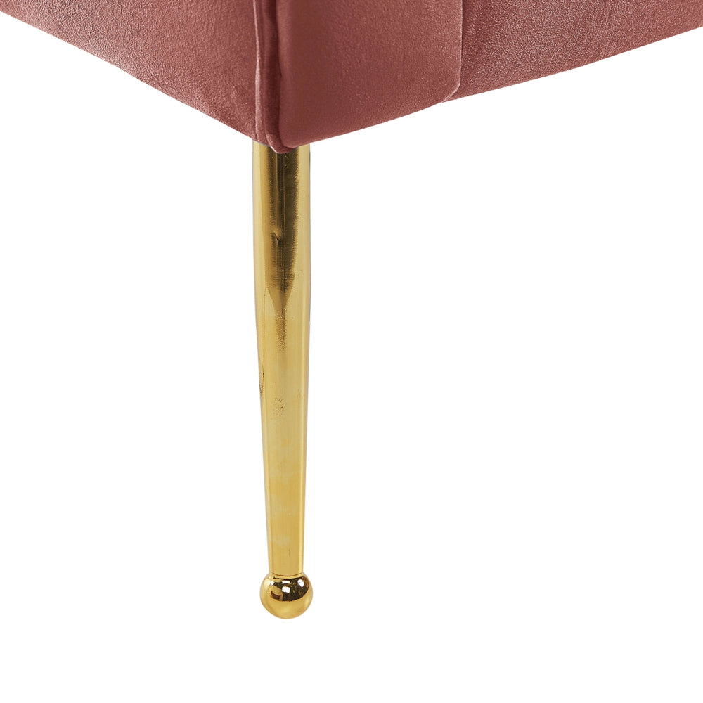 Chaise longue con tappezzeria in velluto rosa Seduta capitonné a doppia estremità con gambe in metallo dorato