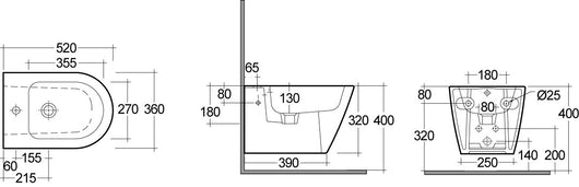 Bidet sospeso resort con erogazione rubinetto