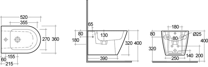 Bidet sospeso resort con erogazione rubinetto
