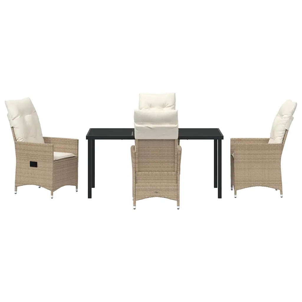 Set da Pranzo per Giardino con cuscino 5 pcs Beige polyrattan 3379558