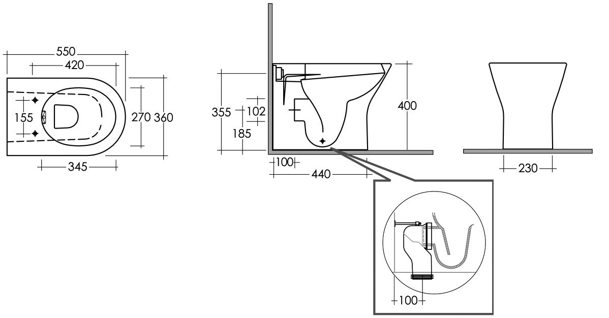 Vaso resort rimless filo muro