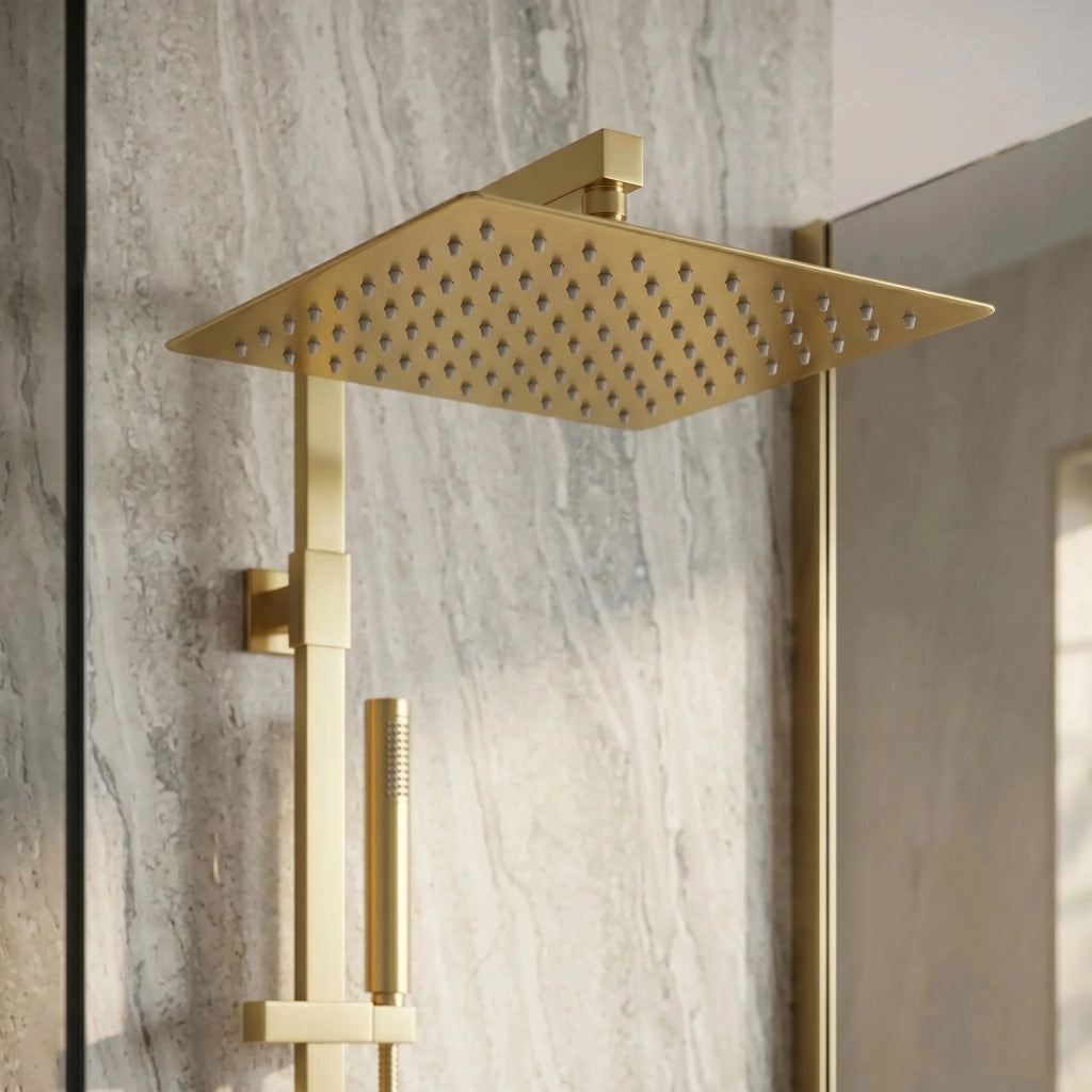 Soffione Doccia Quadrato Rea Js-p015bg 30cm Brush Gold