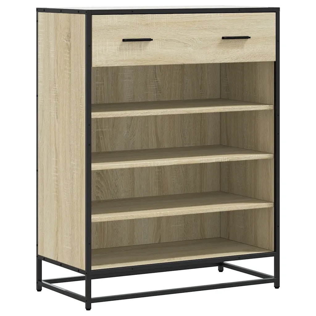 Scarpiera Rovere Sonoma 75x38x97,5 cm Legno Multistrato Metallo