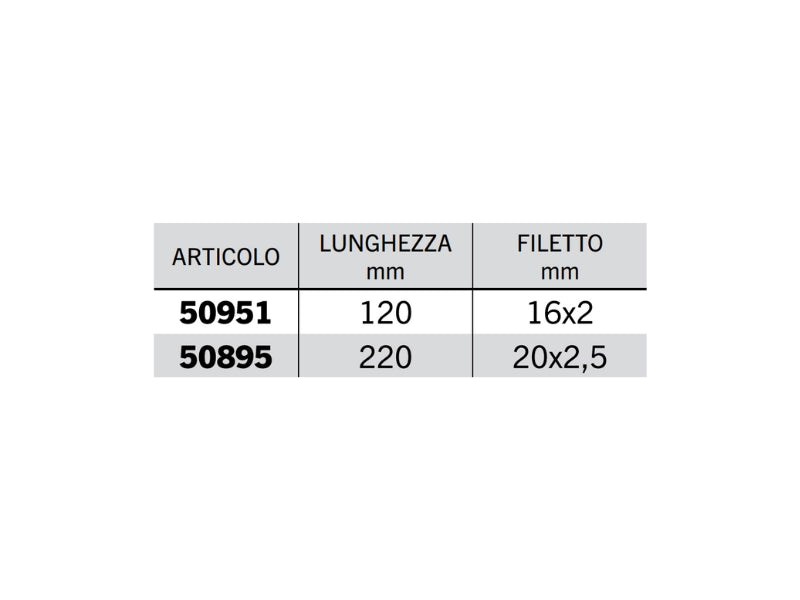 Manicotto per catene LANDINI filetto M16x2 o M20x2.5 lunghezza 120-220mm - 50951