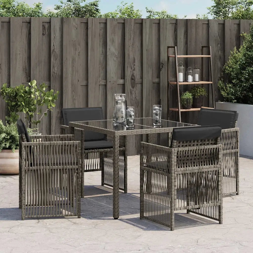 Sedie da Giardino con Cuscini 4 pz | Sedie da Esterno Grigio in Polyrattan