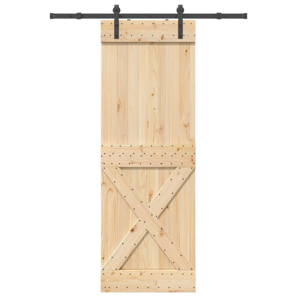Porta scorrevole NARVIK Naturale e Nero 80 x 210 cm (152,5 cm) 3445348
