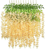 Decorazione per esterni 12 pezzi fiori blu pendenti, rata di vite artificiale, pendente a vite, fiori di seta (matrimonio, festa, giardino, decorazione per parete esterna, champagne)