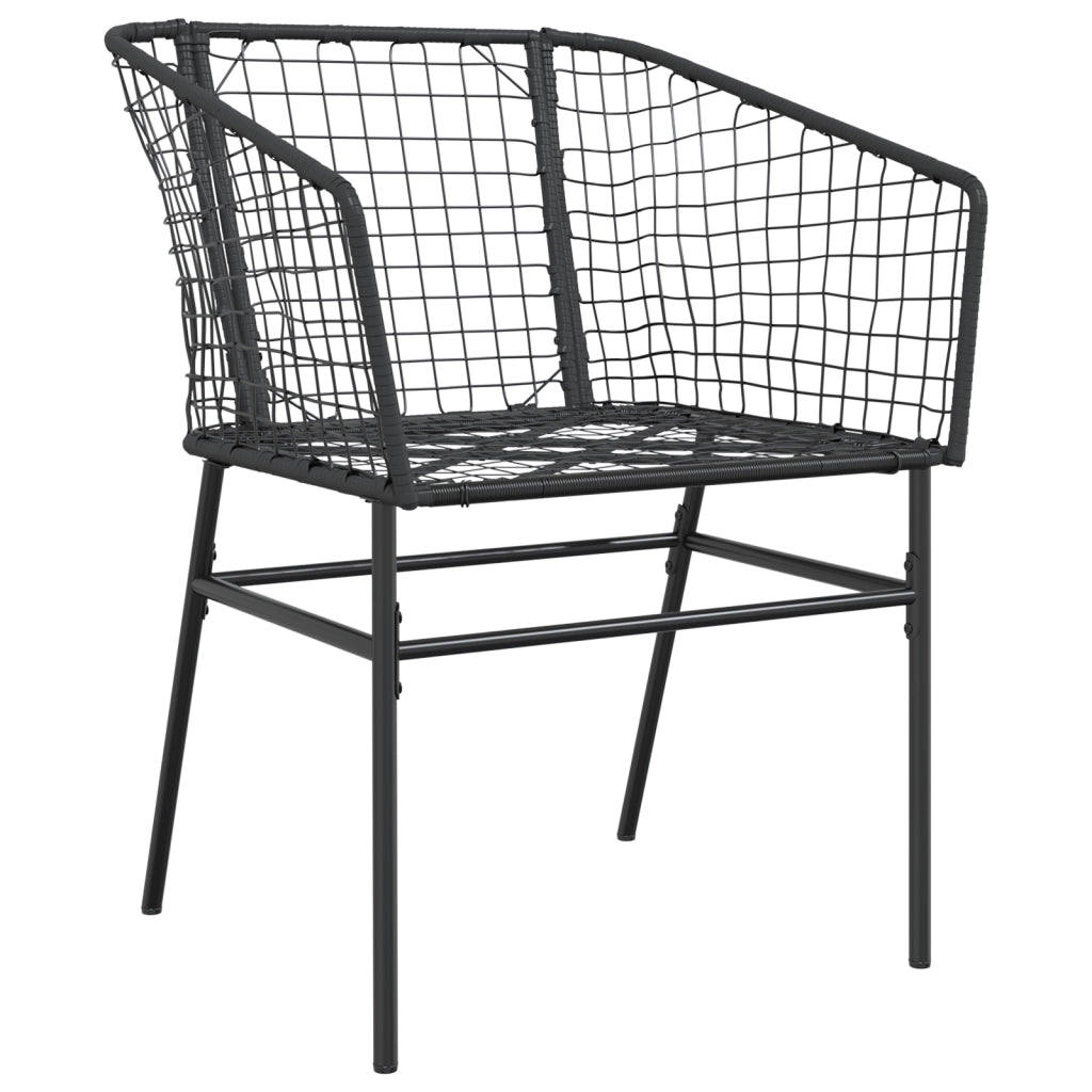 Set da Pranzo da Giardino in 7 Pezzi in Rattan Nero