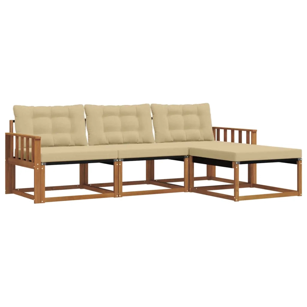 Set di divani da esterno con cuscino 4 pcs Naturale e Beige