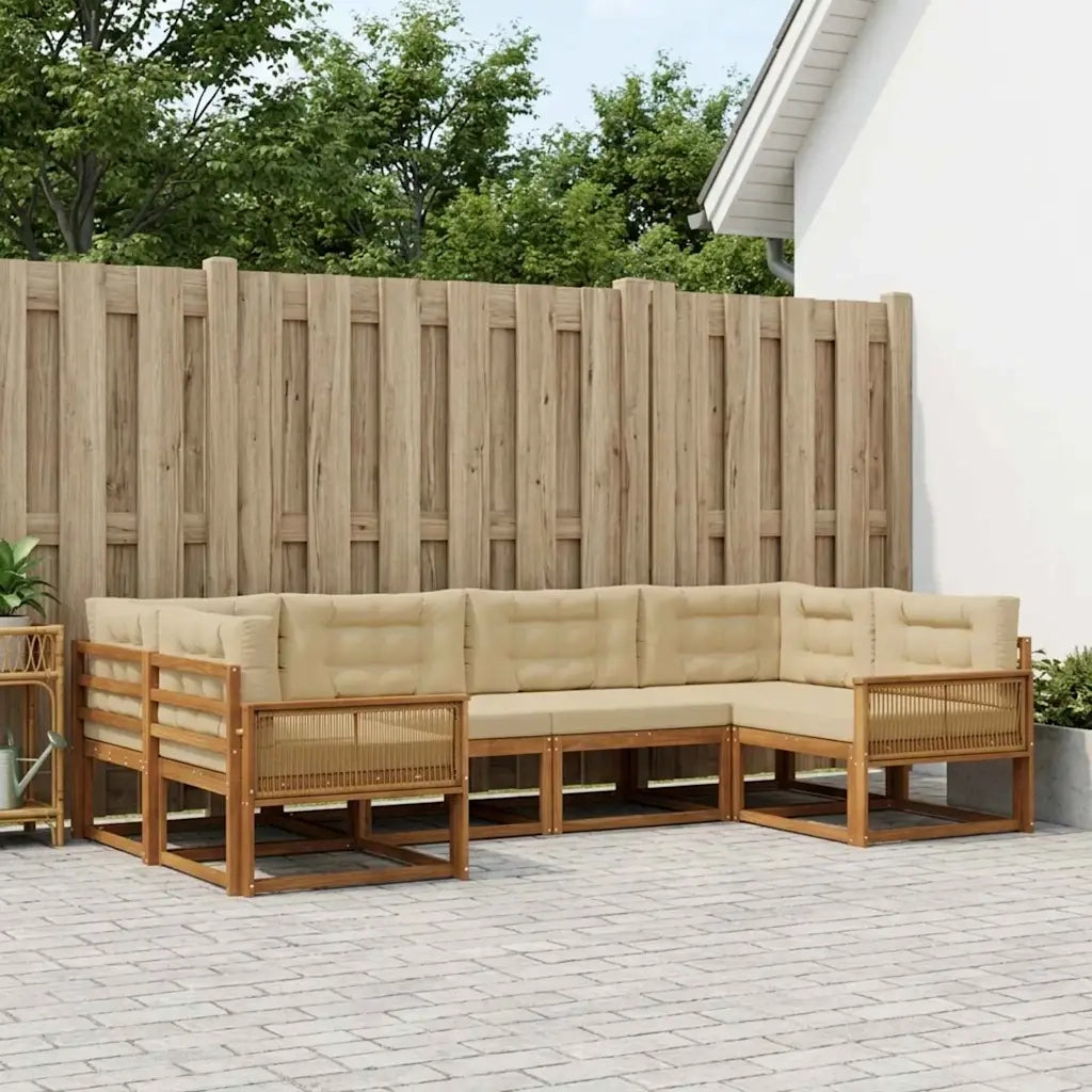 Set di divani da esterno con cuscino 6 pcs Naturale e Beige 3382851
