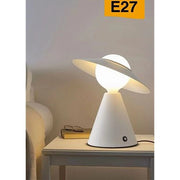 Trade Shop - Lampada Da Tavolo Decorativa Con Paralume A Cappello Orientabile Lume E27 D13 - Bianco