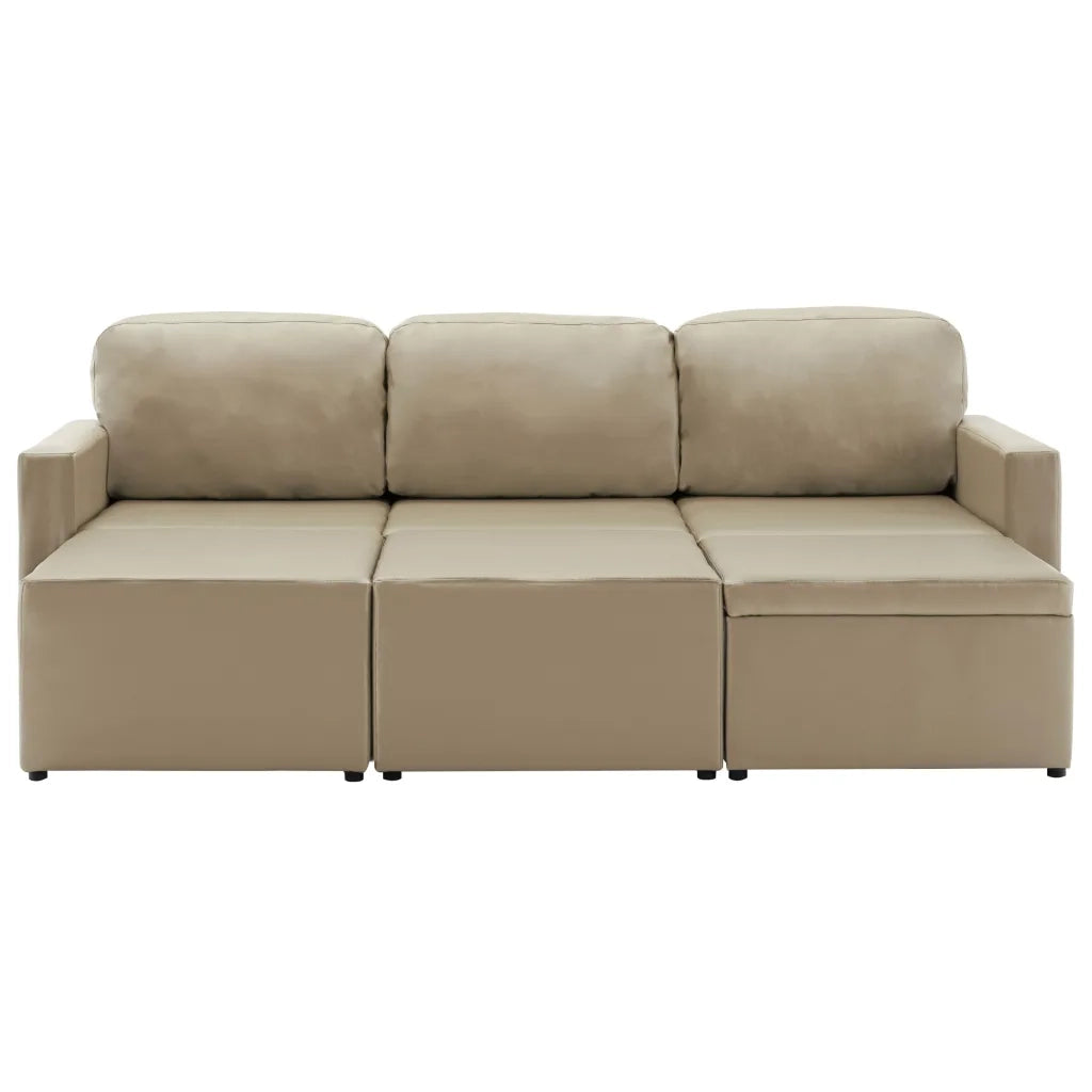 vidaXL Divano Letto Modulare a 3 Posti Cappuccino in Similpelle