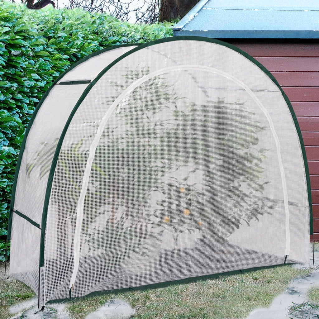 IDMarket - Serra invernale per balcone e terrazza, a forma di mezzaluna 200 x 80 x 170 cm