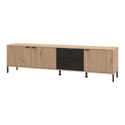 Scapoli, Mobile Porta tv 2 Cassetti, 208x40x54.5h cm Marrone Rovere Nodi