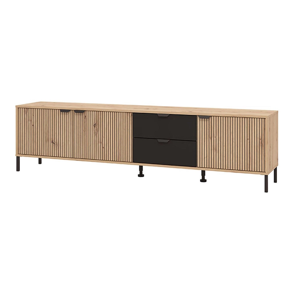 Scapoli, Mobile Porta tv 2 Cassetti, 208x40x54.5h cm Marrone Rovere Nodi