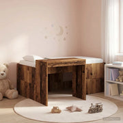 Letto alto per bambini con scrivania Legno antico