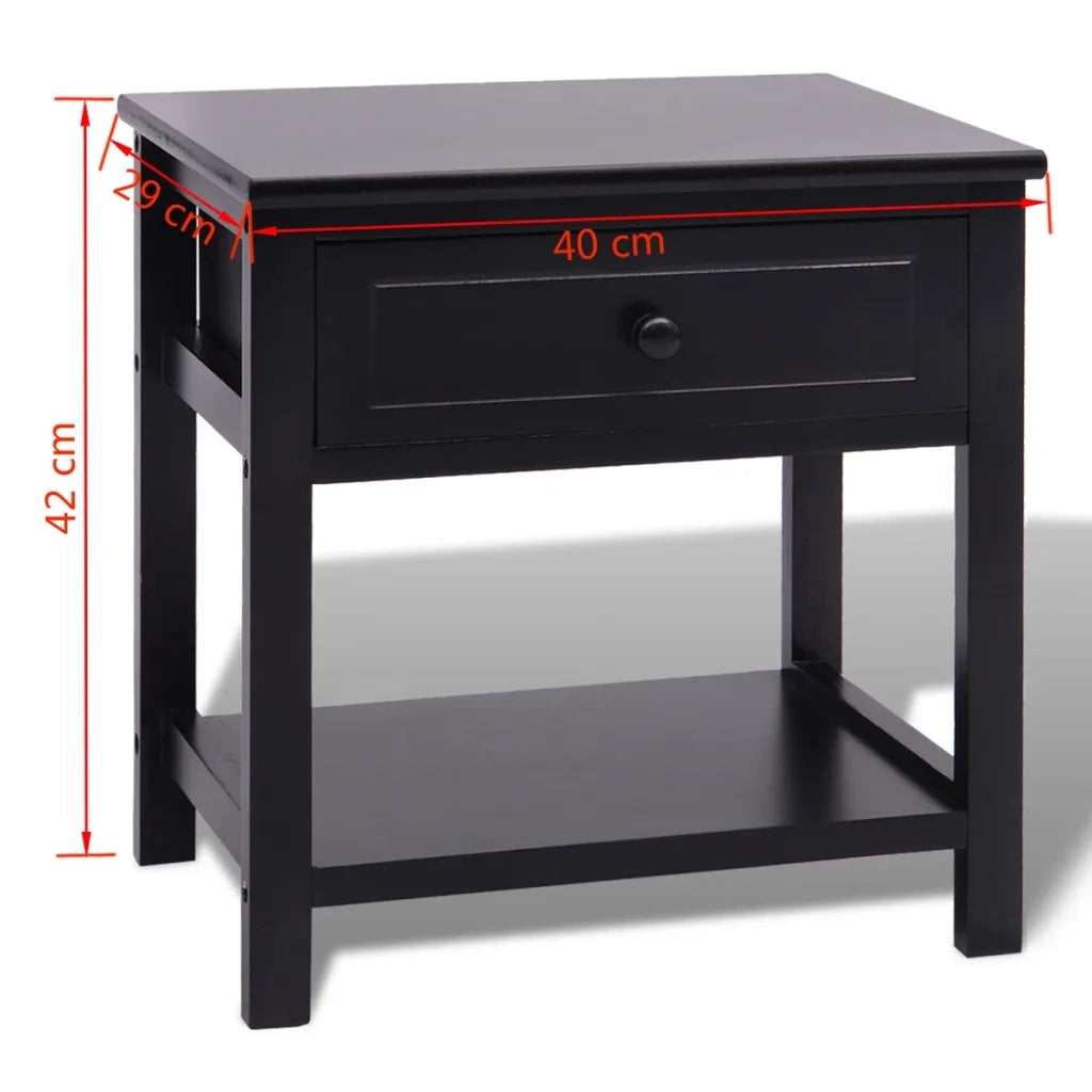 Comodino-Tavolino da notte in Legno Nero