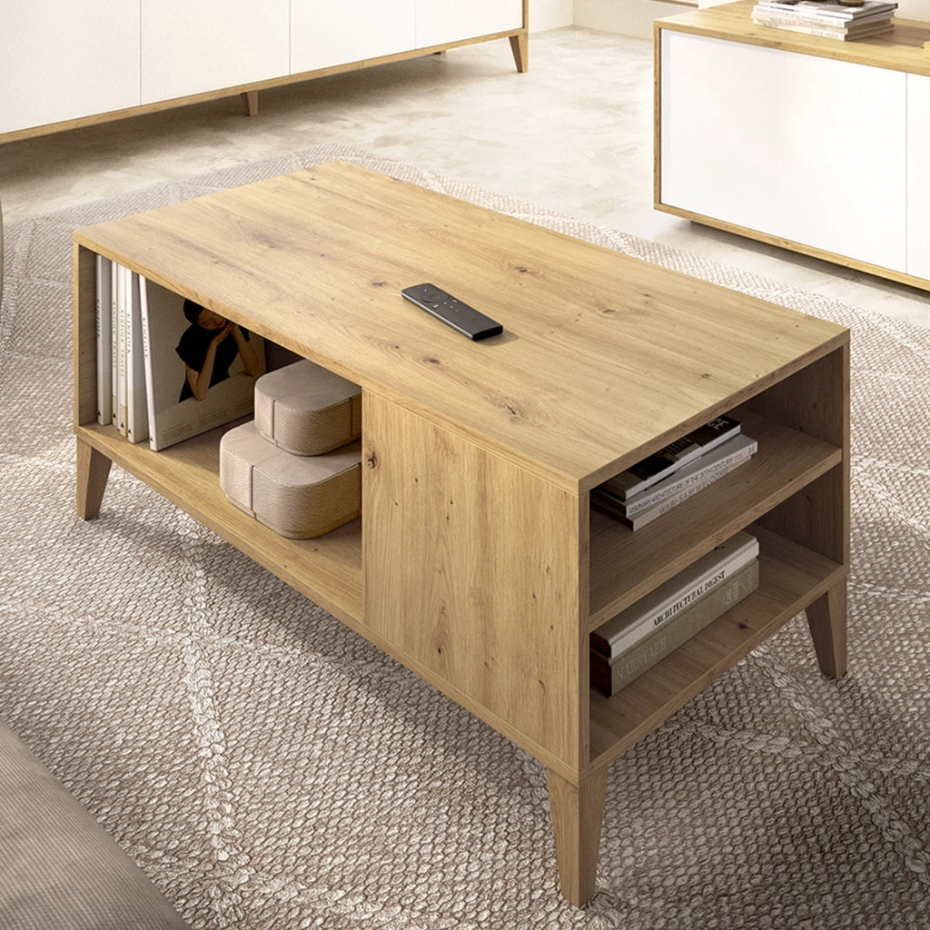 Fairbury, Tavolino da Salotto Cassetti, 50x100x43h cm Marrone Rovere Nodi
