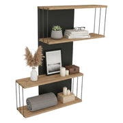 Mensola Gerolama, Scaffale, Ripiano a muro, Scaffalatura multiuso, 65x19h96 cm, Antracite e Rovere