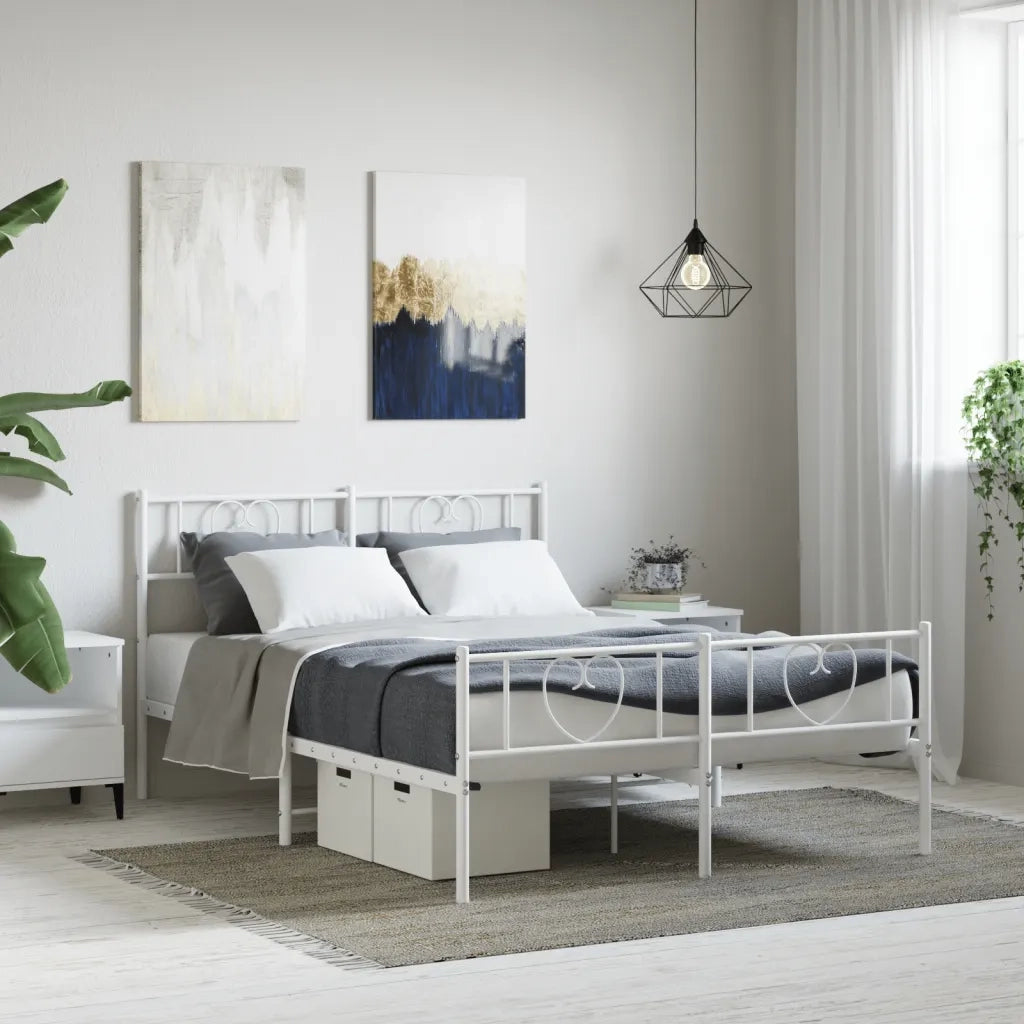 Giroletto con Testiera e Pediera Metallo Bianco 160x200 cmcod mxl 77328