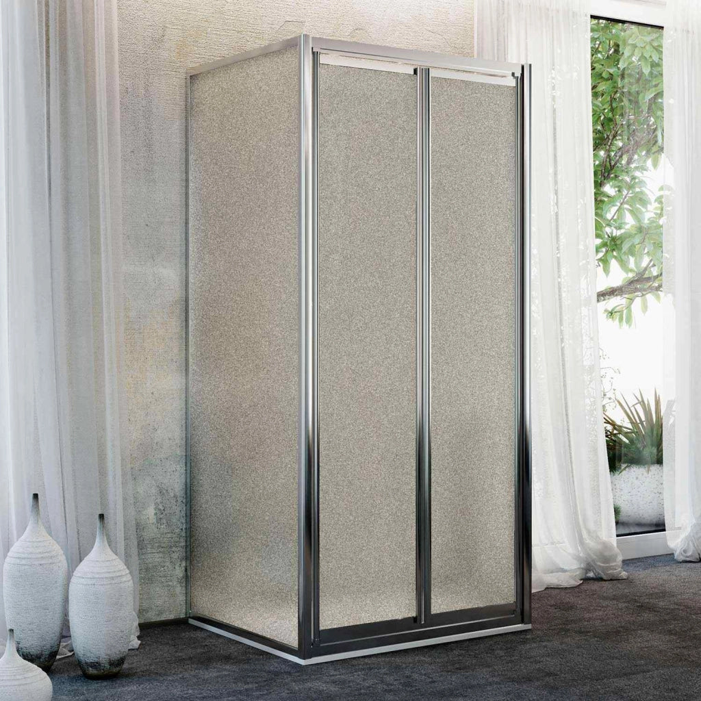 Box Doccia 3 lati 90x75x90CM H185 Cristallo Stampato C 2 Fissi+Saloon 2 Ante Battente 75 mod. Clint