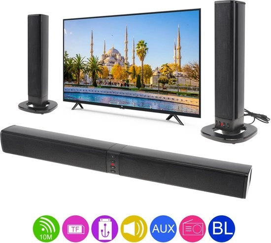 Impianto Stereo Bluetooth - Suono Surround - Soundbar Opvougbile/Splitabile - 75db - USB - Incluso Microfono