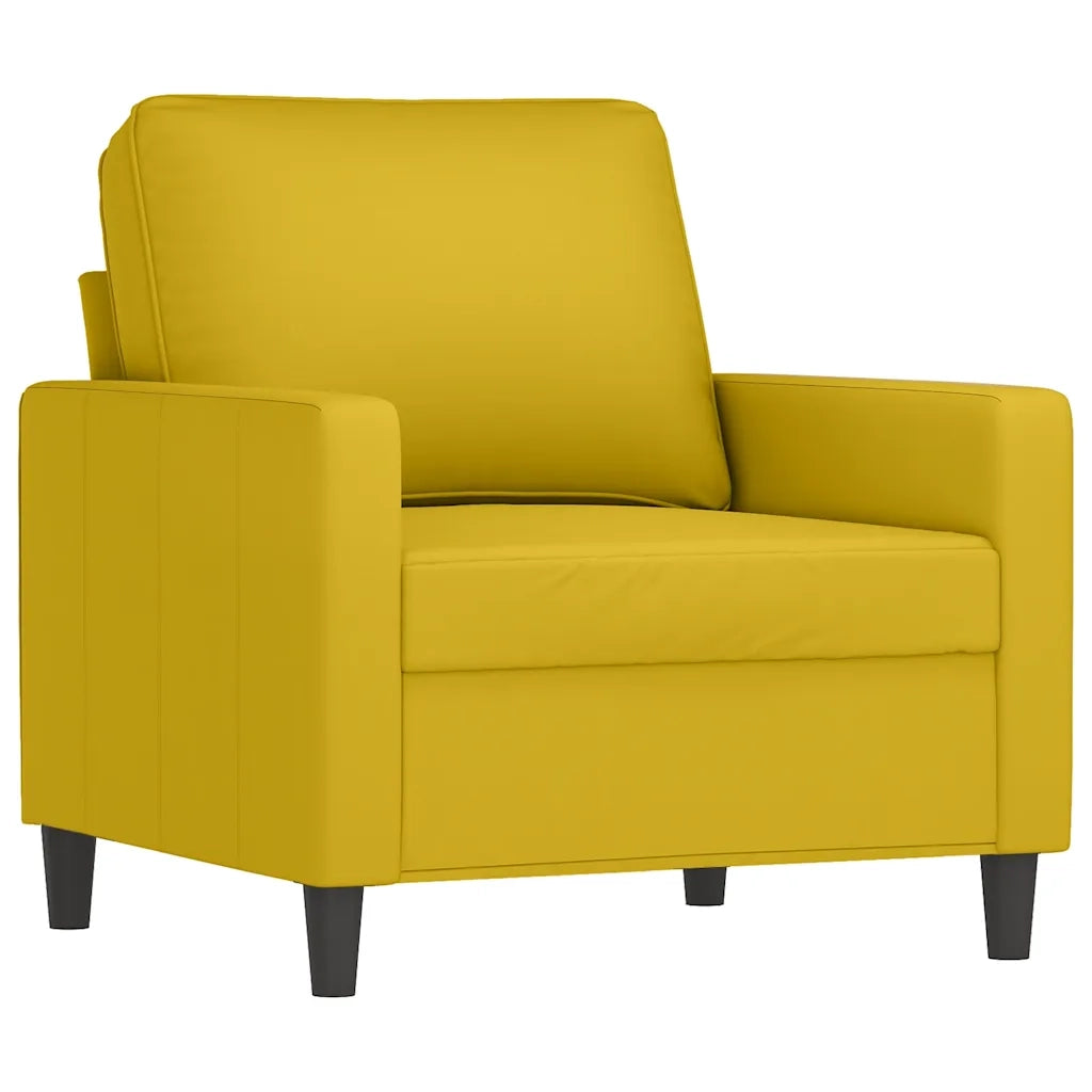 Set di Divani 3 pz con Cuscini giallo in Velluto