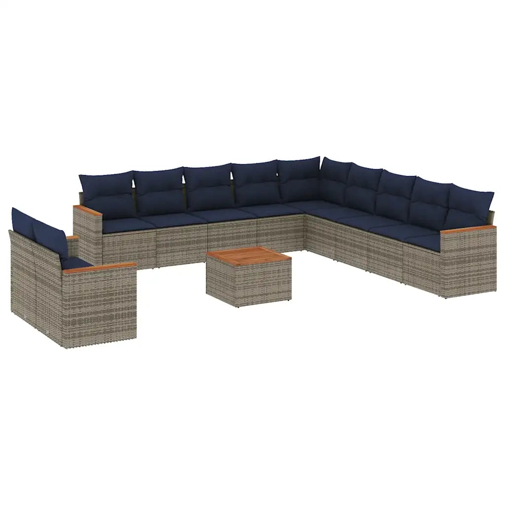 Set Divani da Giardino 12 pz con Cuscini Grigio in Polyrattan 3226138