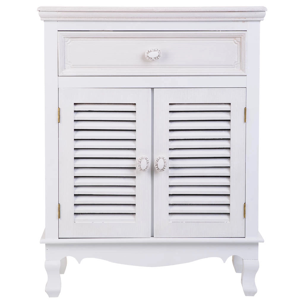 Mobile da ingresso in legno con 1 cassetto e 2 ante bianco 60x30x78