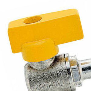 Rubinetto a sfera a squadra femmina con portagomma per gas metano