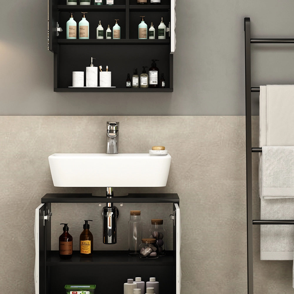 Vicco Set di mobili da bagno Nero 2 parti