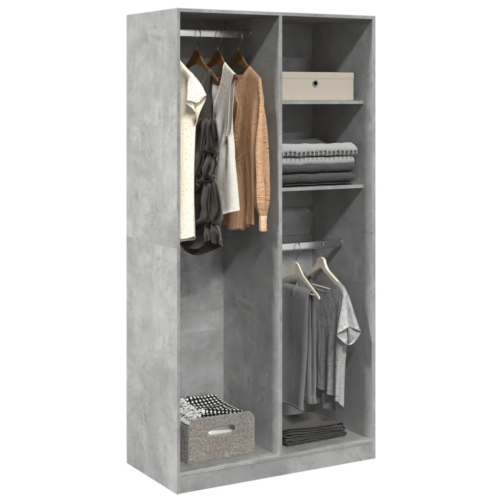 Armadio Grigio Cemento 100x50x200 cm in Legno Multistrato