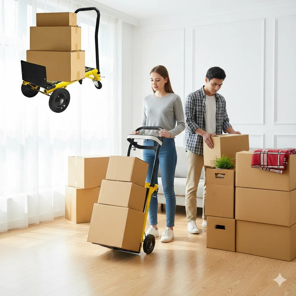 Carrello Multifunzione Portatutto Carico Massimo 120 kg Piattaforma Carrello Porta Pacchi in Acciaio Giallo