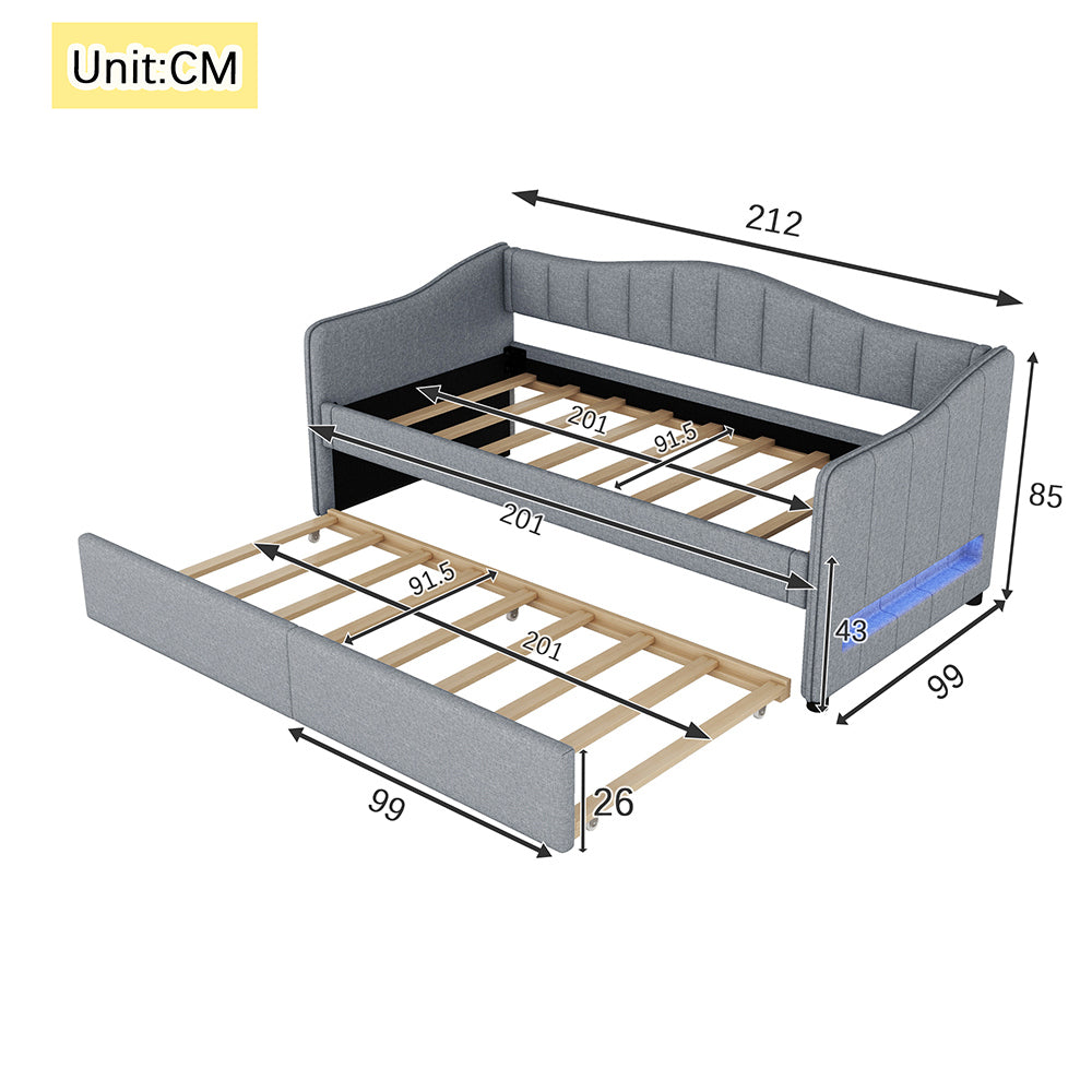 Letto Gigogne - Xylo - 90x200 cm - Grigio Lino - Canap?? letto