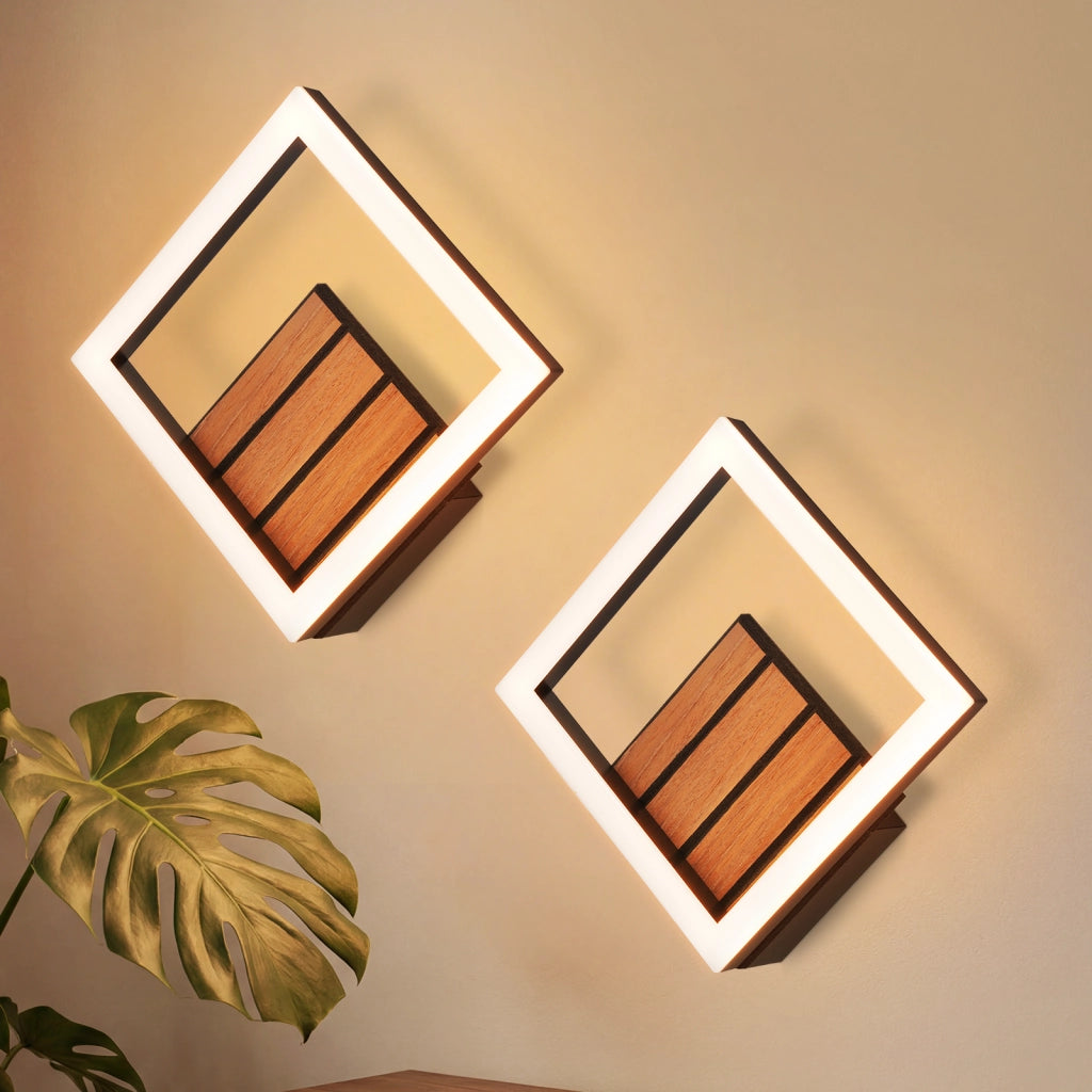 ZMH Lampada da Parete LED Interni 17cm Effetto Legno Moderna 7W 3000K Calda Indiretta per Soggiorno Camera Hotel