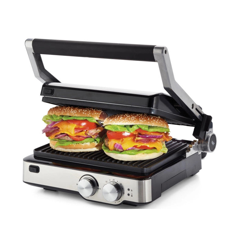 Griglia Elettrica - Piastre Antiaderenti Removibili - 5 Temperature - 2000 Watt - Acciaio Inox