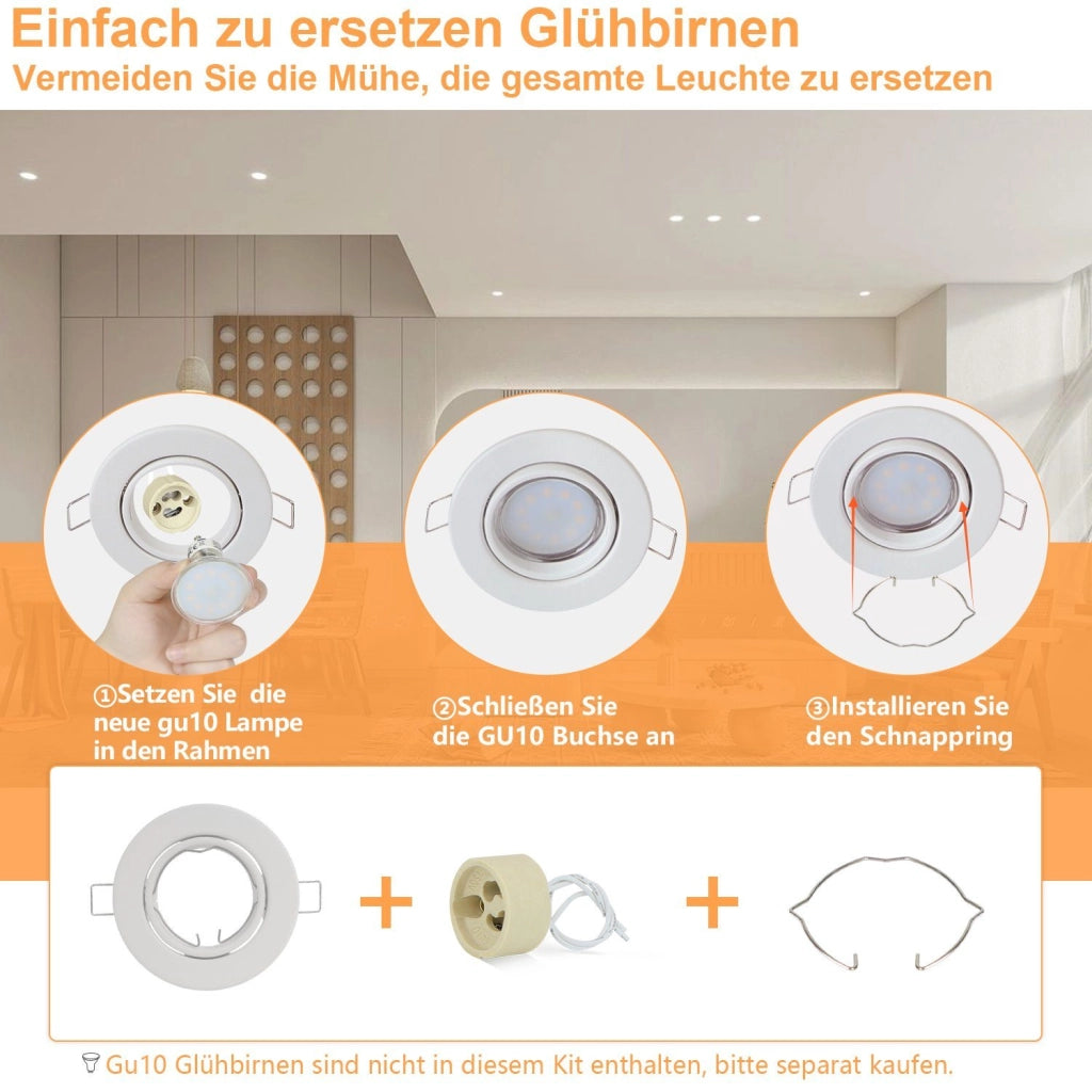 ZMH Faretto da soffitto LED 6 Pezzi con Attacco GU10 Orientabile 30° Lampade Alogene
