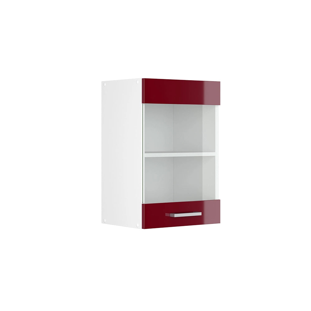 Vicco Pensile universale Rosso bordeaux lucido 40 cm con anta in vetro