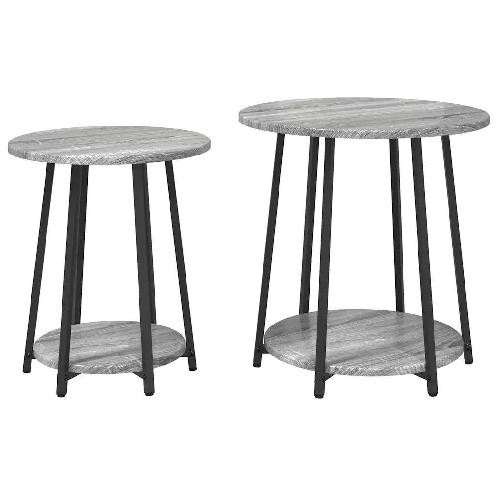 Set tavolini con lo scaffale 2 pcs Grigio Sonoma e Nero 869705