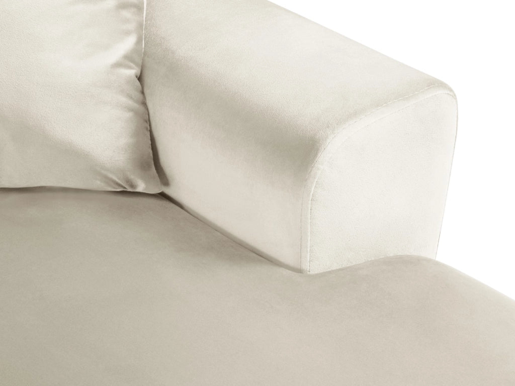 Cosmopolitan Design - Divano panoramico convertibile sinistro con contenitore "Kyoto" 7 posti in velluto beige chiaro 