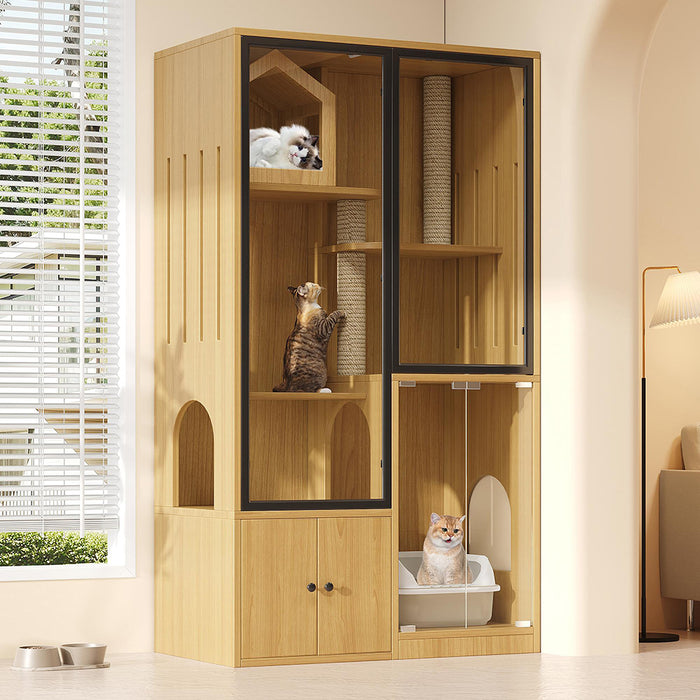 Villa per gatti 4 piani - Xylo - 90x50x160cm acero giallo