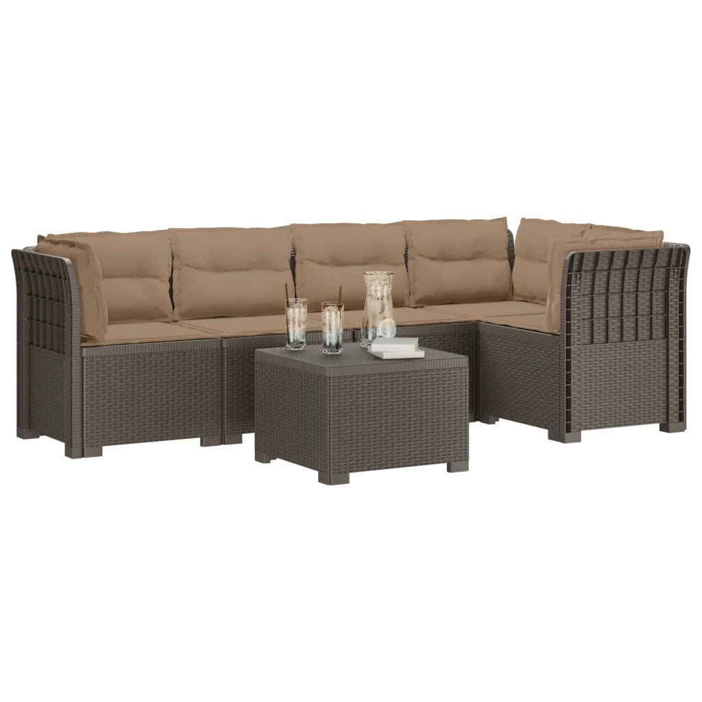 Divano da Giardino 5 Posti con Cuscini Stile Rattan PP 3444100