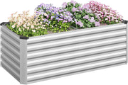 Orto Urbano in Metallo, Fioriera Esterno per Verdure, Frutta e Fiori, Bancal Orto per Giardino, Patio e Terrazza, 160 x 80 x 56 cm, Argento