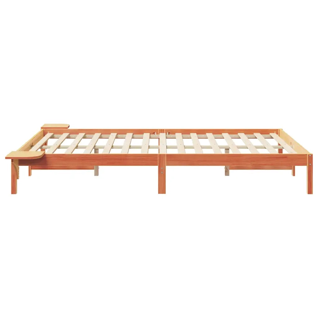 Letto con Tavolini Laterali Marrone cerato 160 x 220 cm