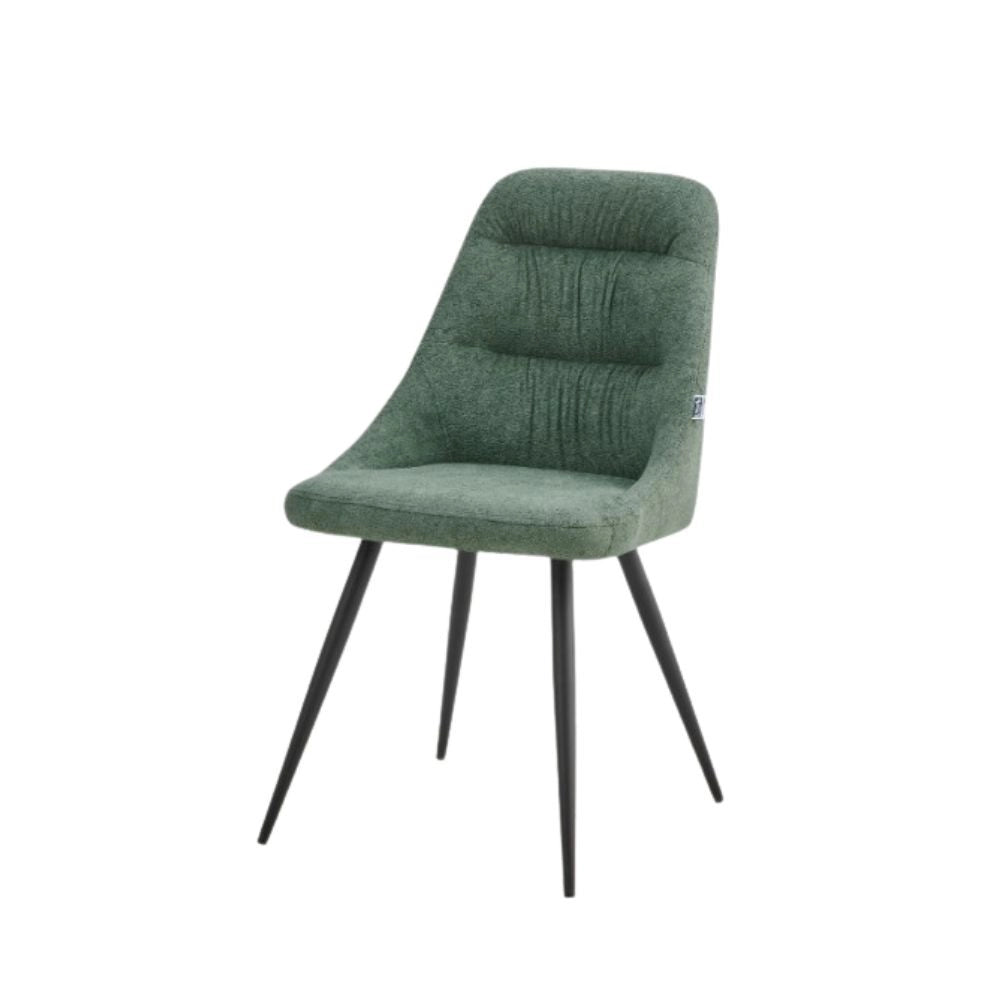 Set 2 sedie imbottite Cascade tessuto colore verde e gambe in metallo nero