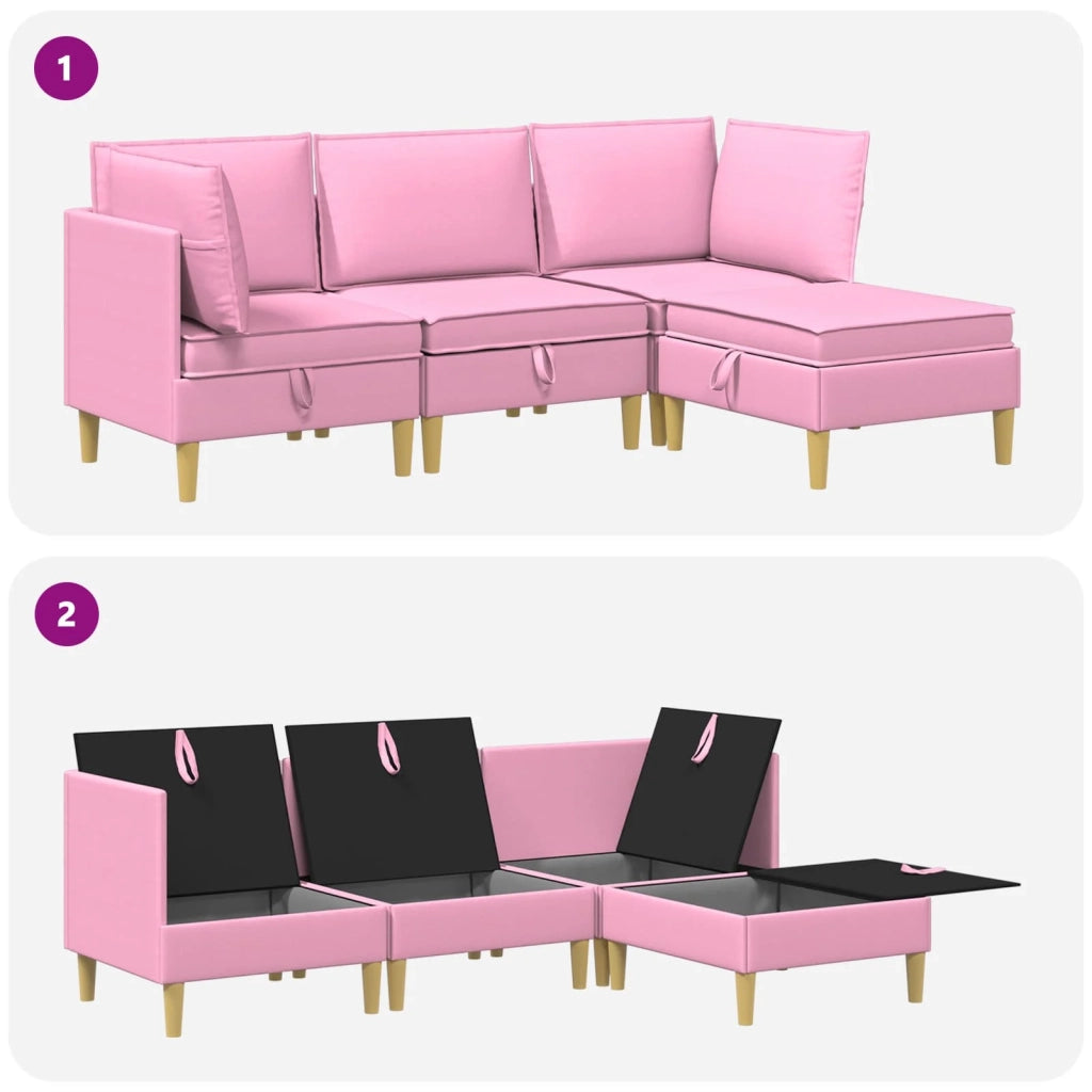 Set di mobili per il soggiorno con cuscino 4 pcs Rosa Tessuto 3413725