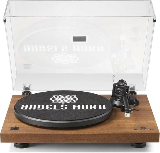 Platenspeler con Design in Legno - Connettore Bluetooth, Amplificatore e AT-3600L Pick-up, 2 Velocità, Trasmissione a Cinghia in Gomma