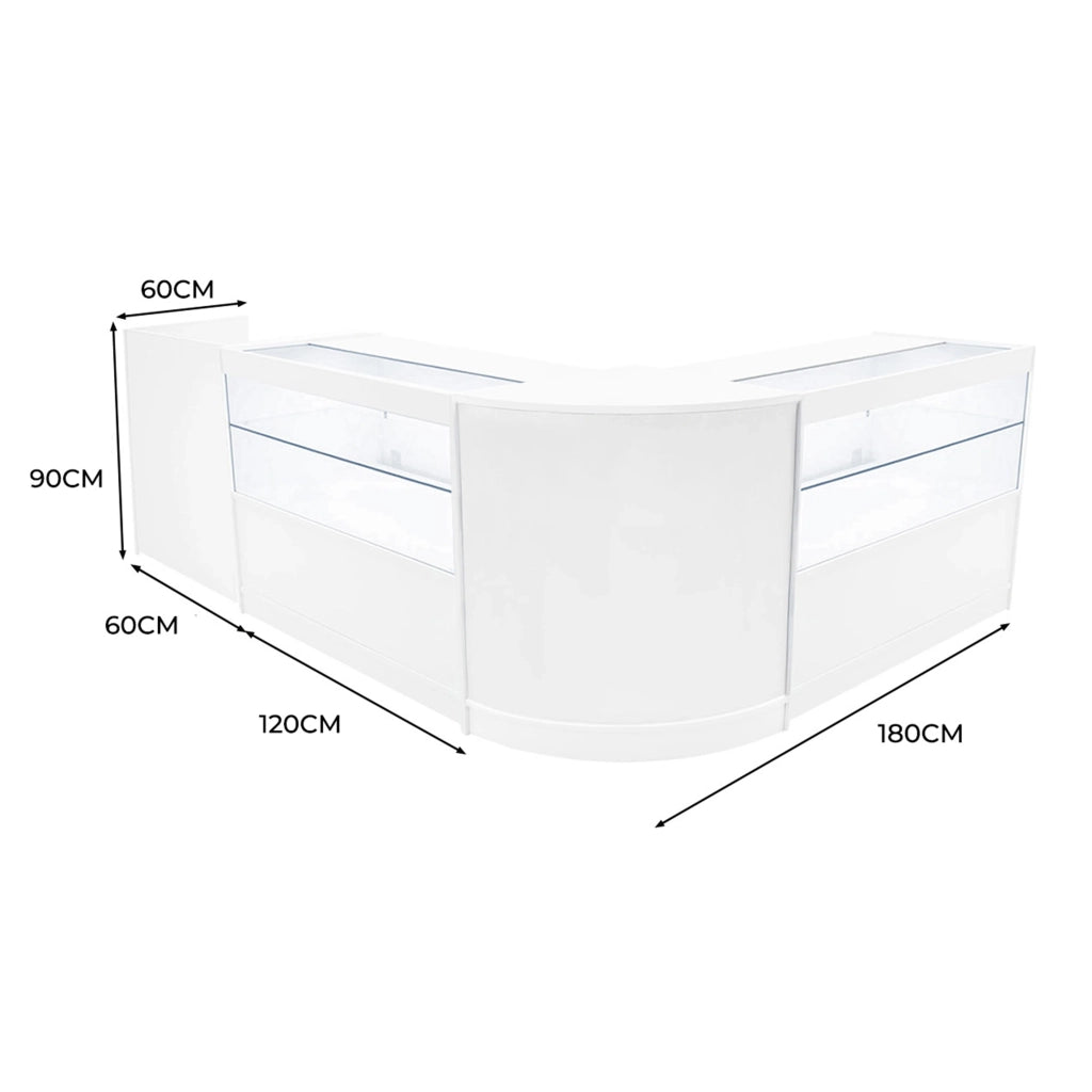 Set Banconi Negozi Bianco Phoenix LED C1200 CM60 TB60 con Serrature e Vetrina