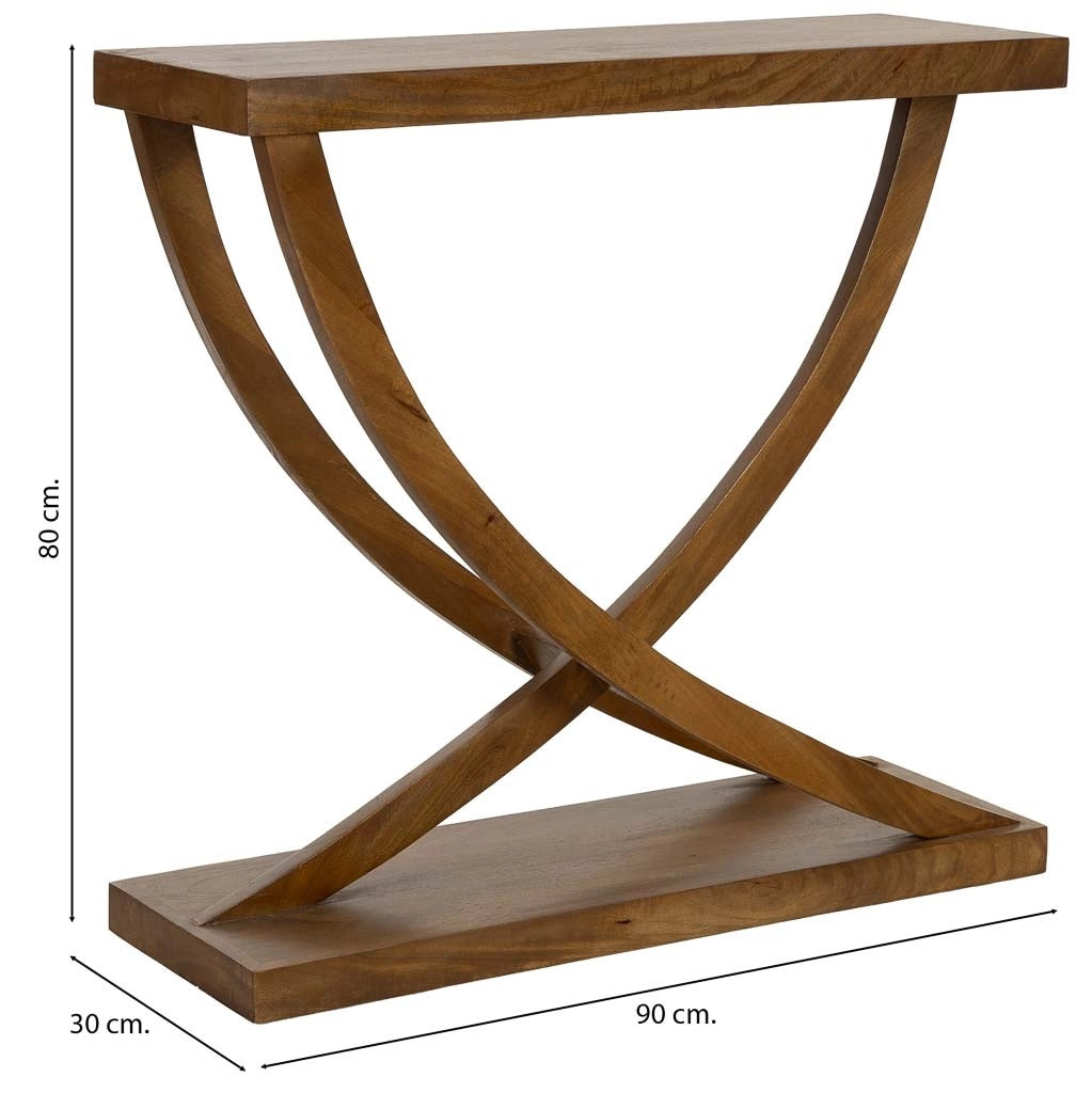 Mobile da ingresso in legno marrone fatto a mano 90x30x84h cm