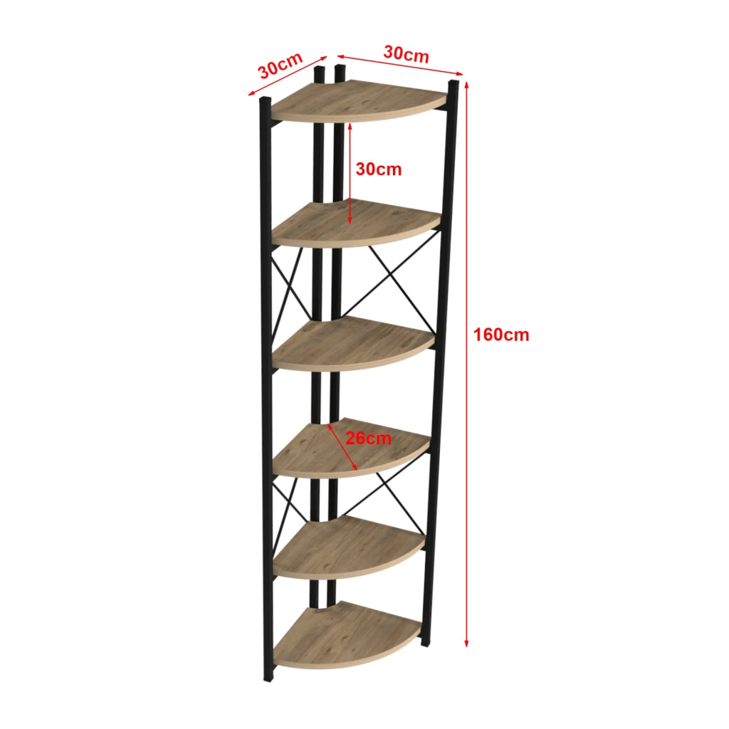 Scaffale per piante a 6 ripiani 160 x 30 x 30 cm effetto legno nero 03_0007721